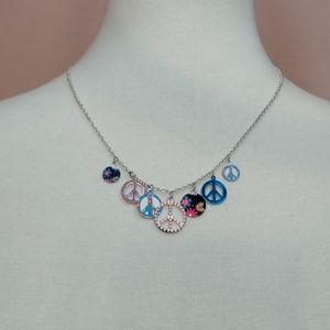 Claire's Multi "Peace Sign" Charms Silver-tone Necklace